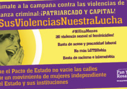 Súmate a la campaña contra las violencias: patriarcado y capital ¡Alianza criminal!