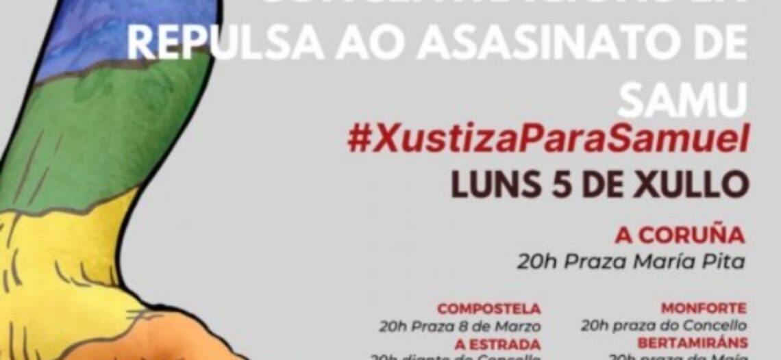 Asasinato homófobo na Coruña: esténdense o repudio e concentracións por #JusticiaParaSamuel